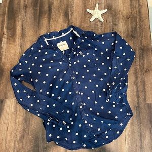 Abercrombie kids polka-dot button up long sleeve top size large